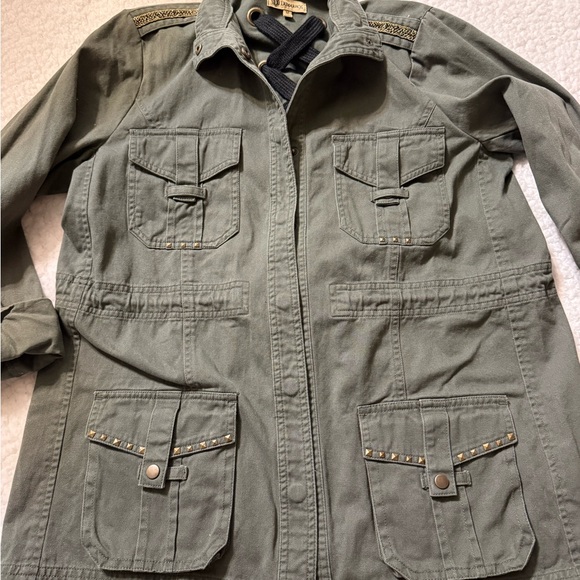 Democracy Women's Olive Green utility Jacket with Lace-Up Back-medium - Picture 2 of 12